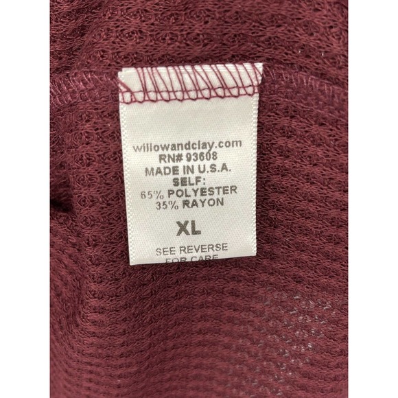 Willow and Clay Women's Sangria Long Sleeve Lettuce Hem Thermal Crop Top Size XL - Picture 5 of 5